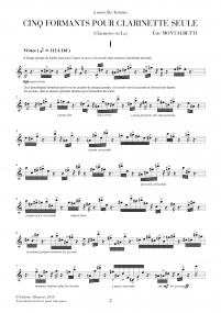 Cinq formants pour clarinette seule Editions Allegretto Montalbetti 6